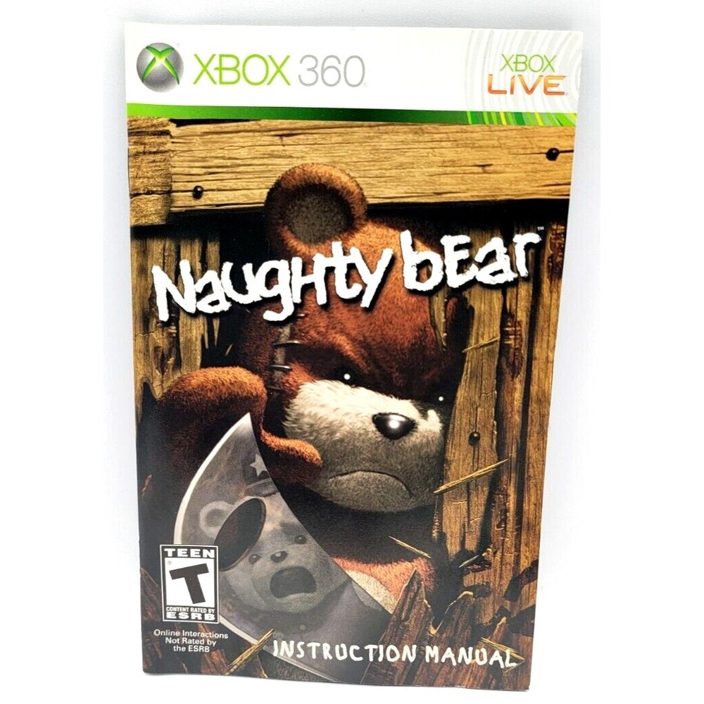 NAUGHTY BEAR GAME MANUAL ONLY! XBOX 360 INSTRUCTION BOOKLET